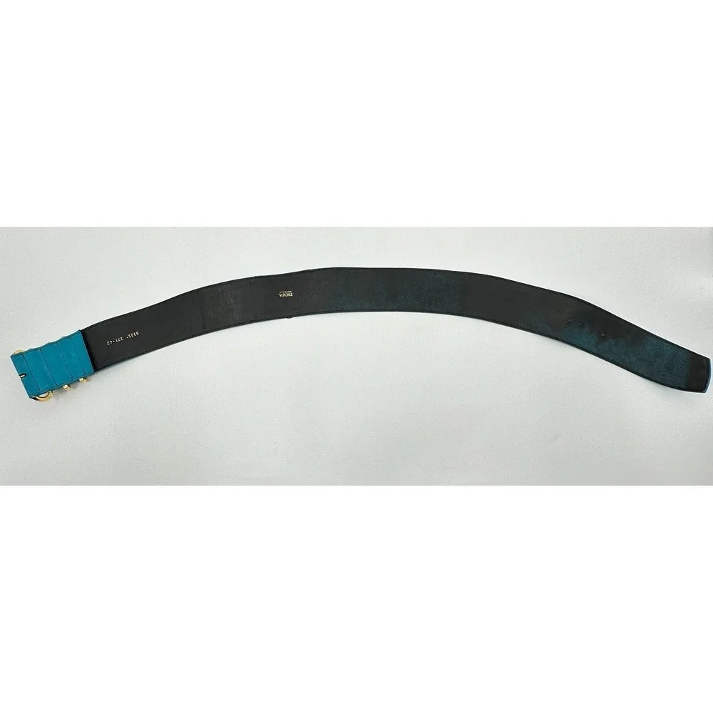 Escada‎ Womens Wide Blue Suede Leather Contoured Waist Belt One Size Italy